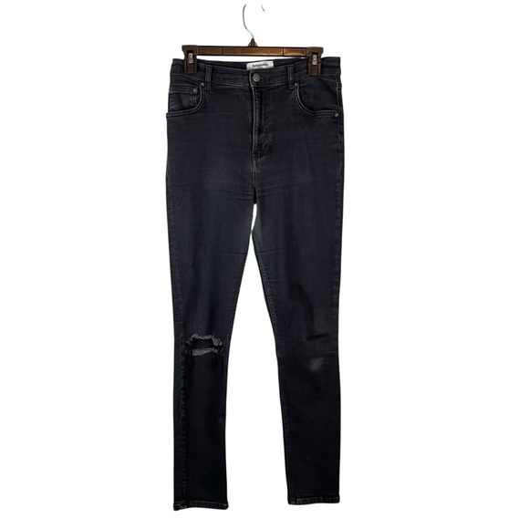 Reformation Jeans Black High Rise Skinny Jeans Size 29 Distressed Knee & Flaws - Picture 1 of 10
